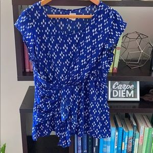 Edme & Esyllte Anthro Silk Royal Blue White Top 8